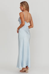 Our Story Surplice Neckline Maxi Dress Steel Blue
